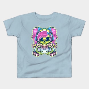 Skeleton Gamer Girl Kids T-Shirt